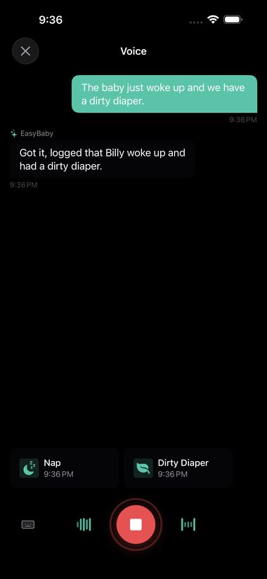 EasyBaby voice conversation logging two events at once